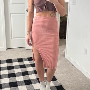 Pink Ribbed Skirt